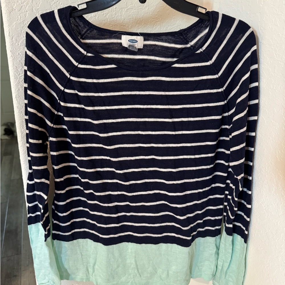 Old Navy Navy and White Knit Top